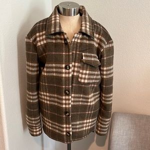 For Love and Lemons plaid jacket with pink warm lining. Size XS. Preloved.